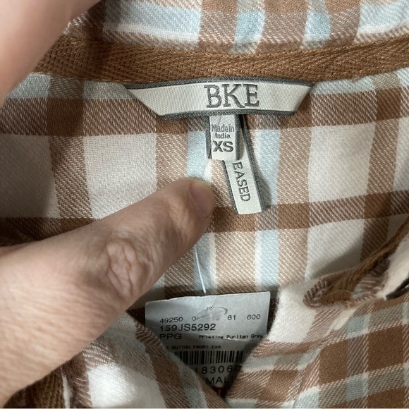 NWT BKE plaid flannel button down shirt size XS - Picture 3 of 6